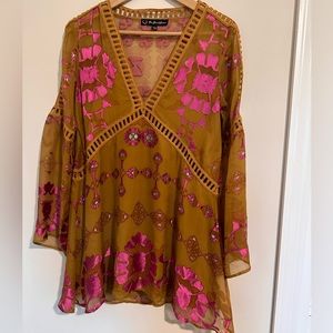 For love and lemons brown and pink mini dress size xs